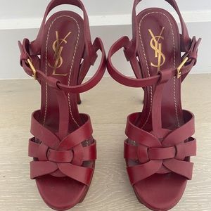 YSL Tribute sandals RARE smooth red leather